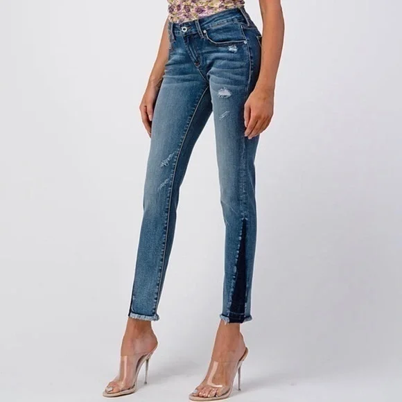 NWT Grace Jeans Classic 2 Tones Washu Mid Rise Skinny Jean - Picture 2 of 13